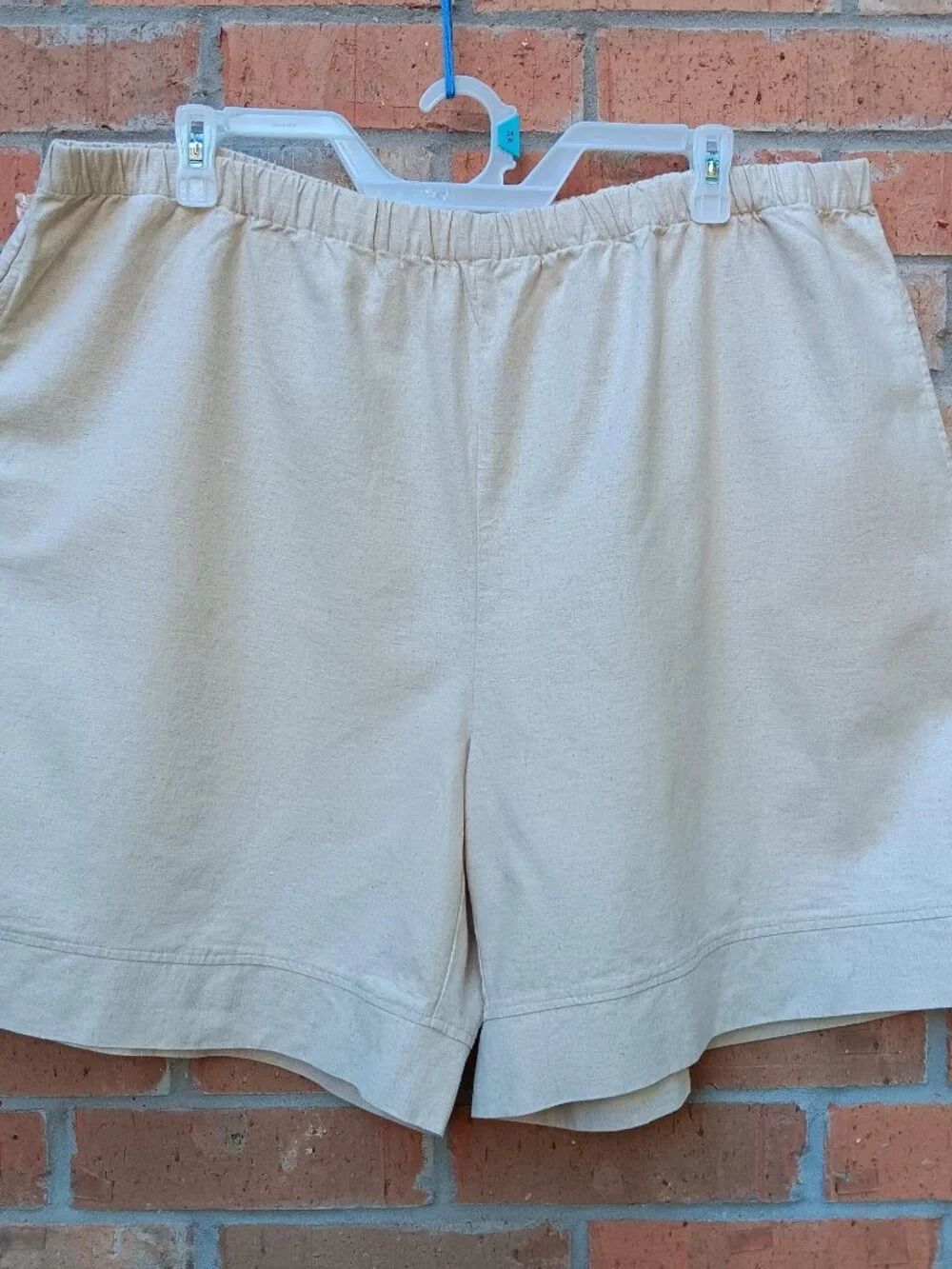 Silhouettes Womens Plus Shorts Pull On Elastic Waist Linen Blend Size 24